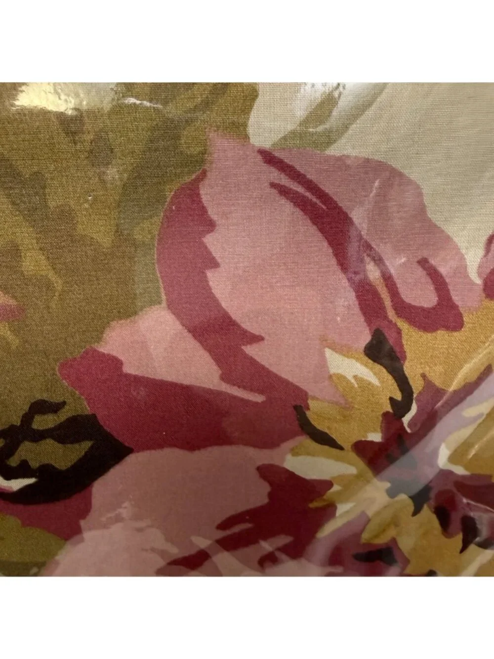 Pottery Barn Shower Curtain Hazel Floral 100% Cotton Tan Pink NEW